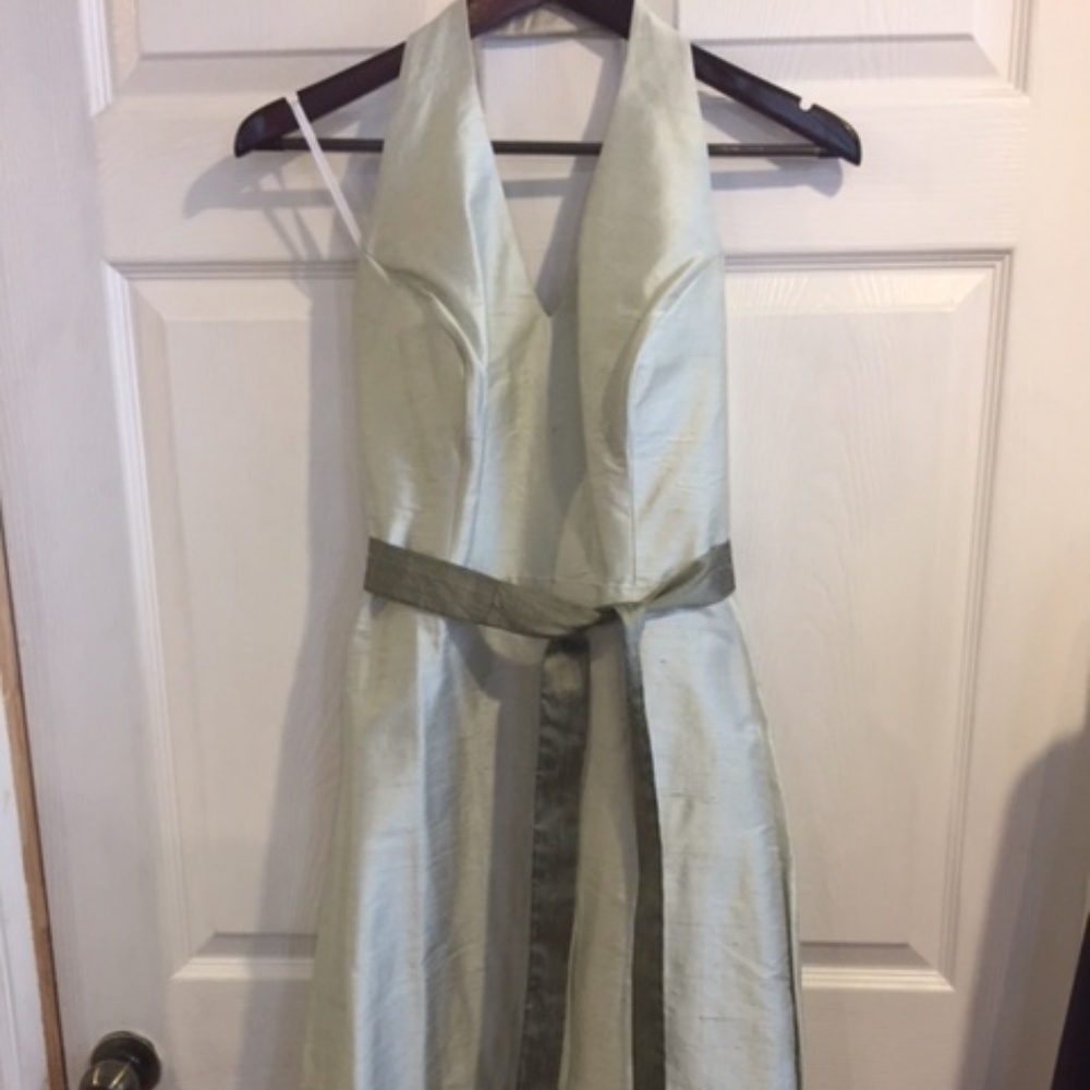 Watters & Watters Silk Dupioni Apple Green Halter